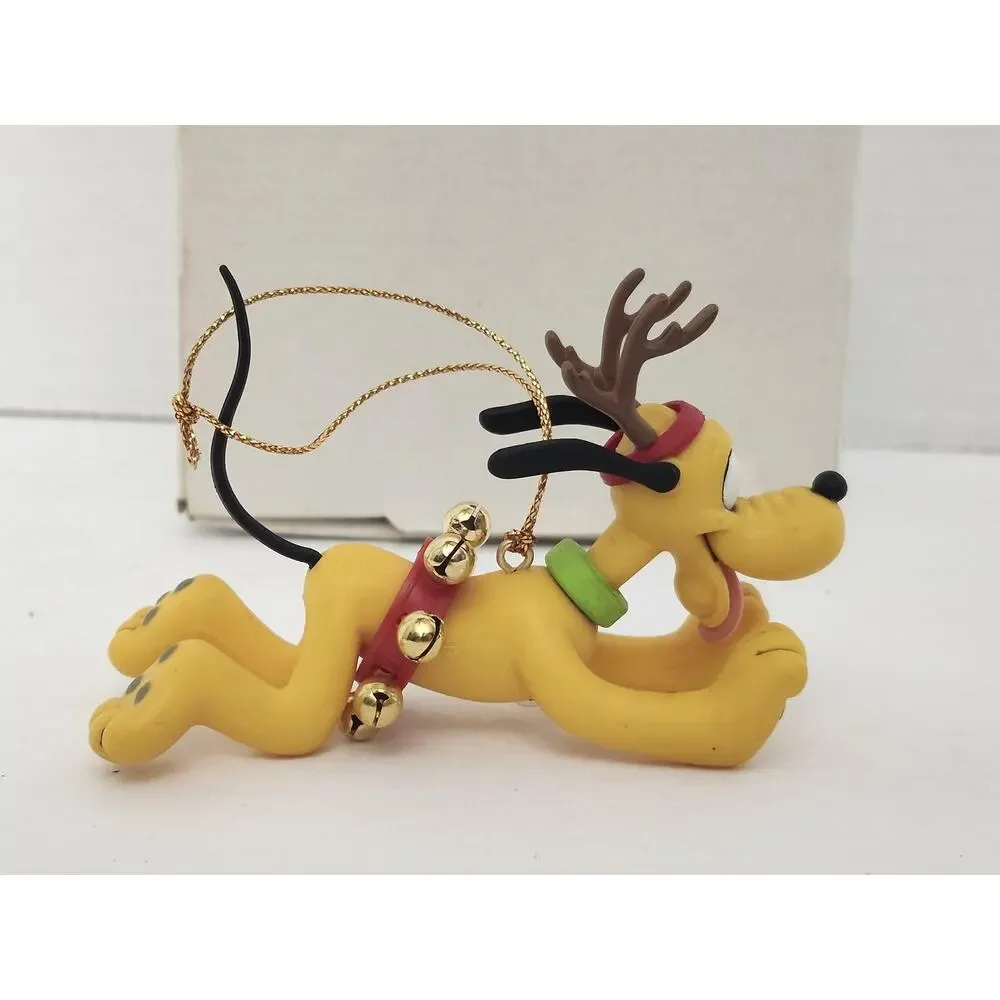 Vintage Disney Pluto Reindeer Christmas Ornament Boxed Holiday Dog Figurine